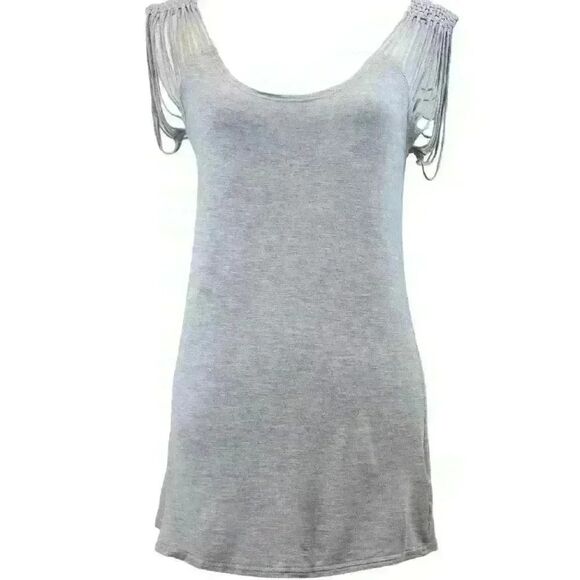 Armani Exchange Ripped Shredder Shoulder Gray Short Sleeve T-Shirt Size Small - Picture 5 of 8